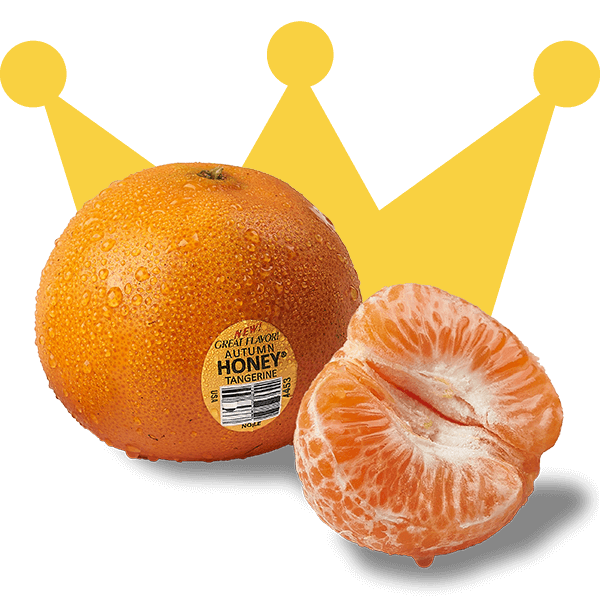 Autumn Honey tangerine in front of a crown watermark