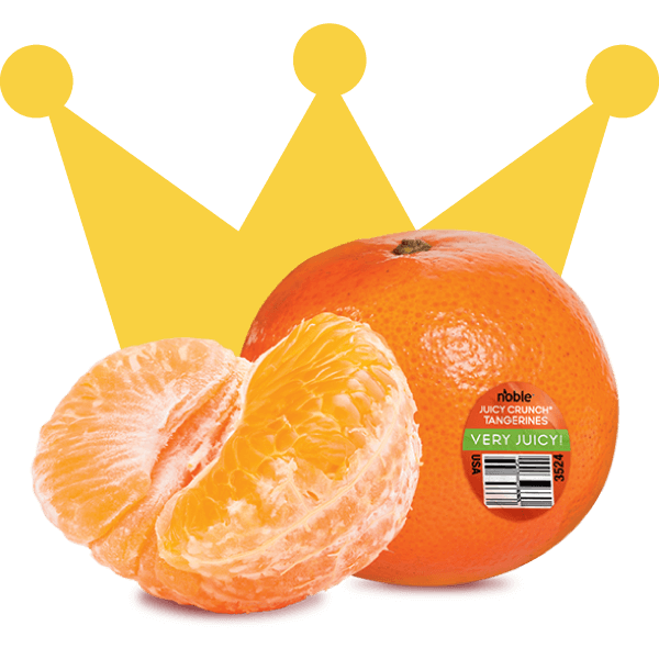 Juicy Crunch tangerine in front of a crown watermark